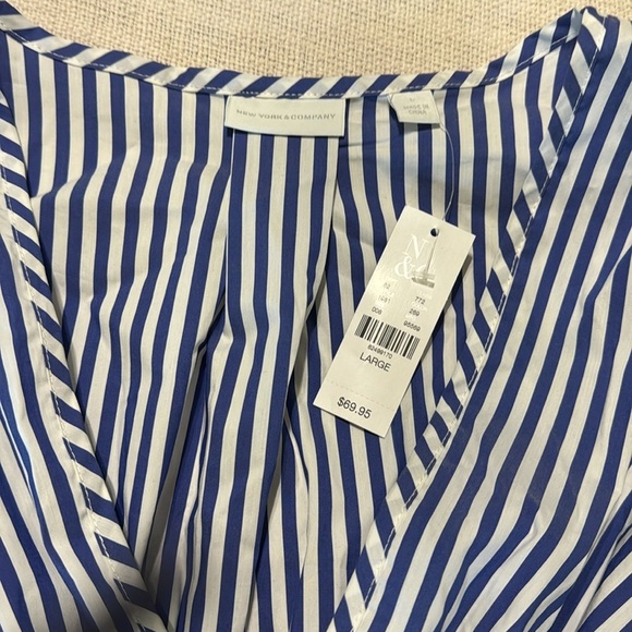 New York & Company NWT Pullover Wrap V Neck Stripe Dress - Picture 8 of 11